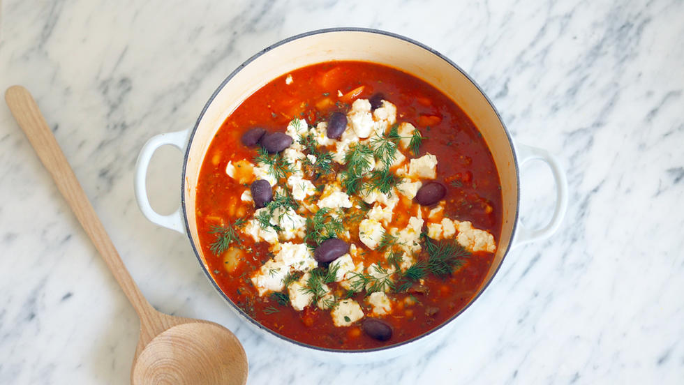 Gresk-inspirert Lammegryte med Grønnsaker og Feta