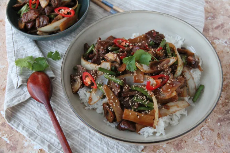 Spicy Biff wok med Grønnsaker
