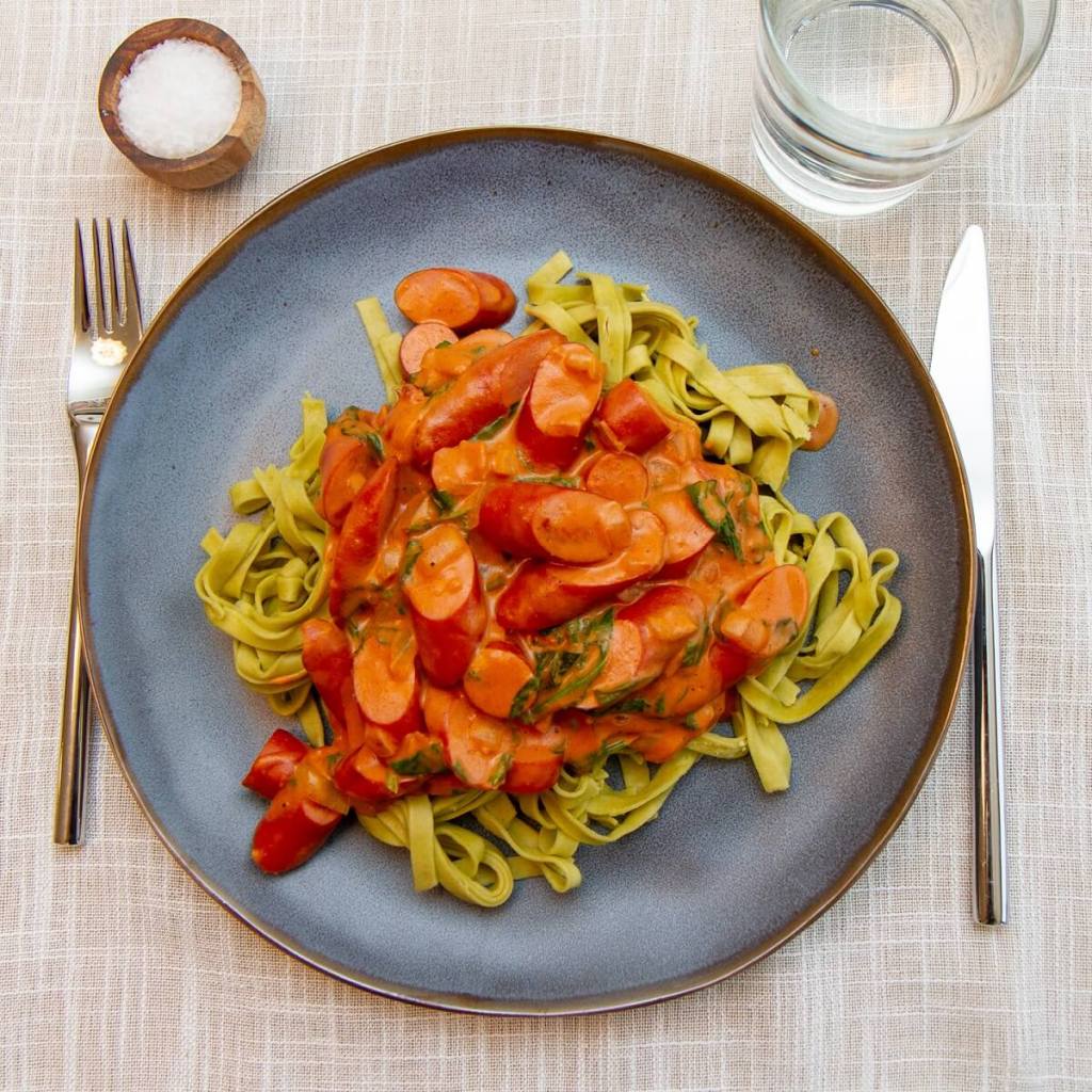 Pølsegryte med Fløte og Tomatpuré